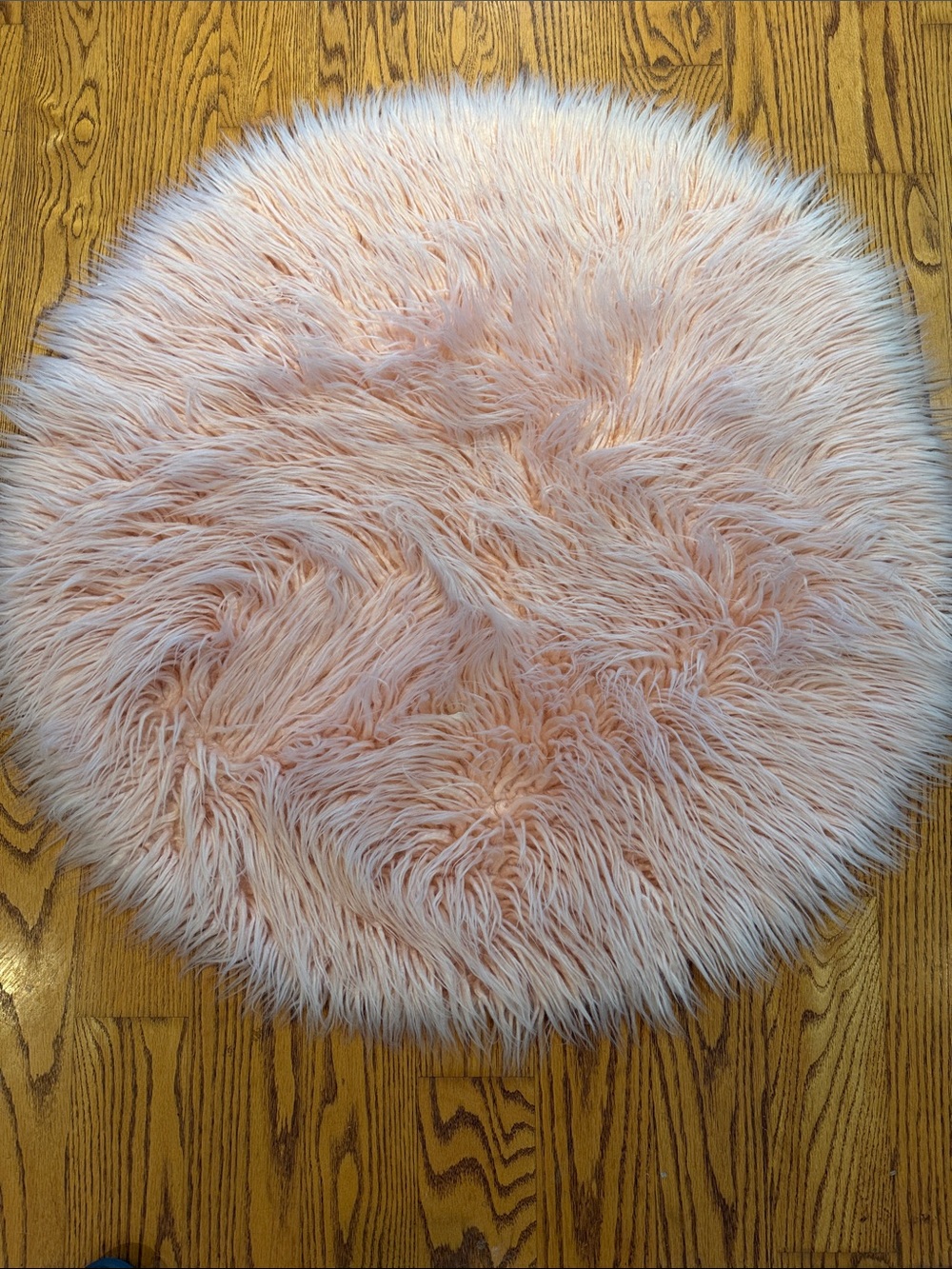 Plush Round Faux Fur Accent Rug - Blush Pink